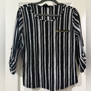 Black and White Striped Women's Top
